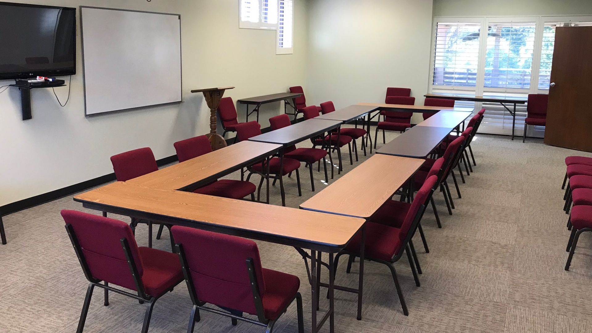 A wide shot of the Caughman Center at Camp Kinard without any tables or chairs.